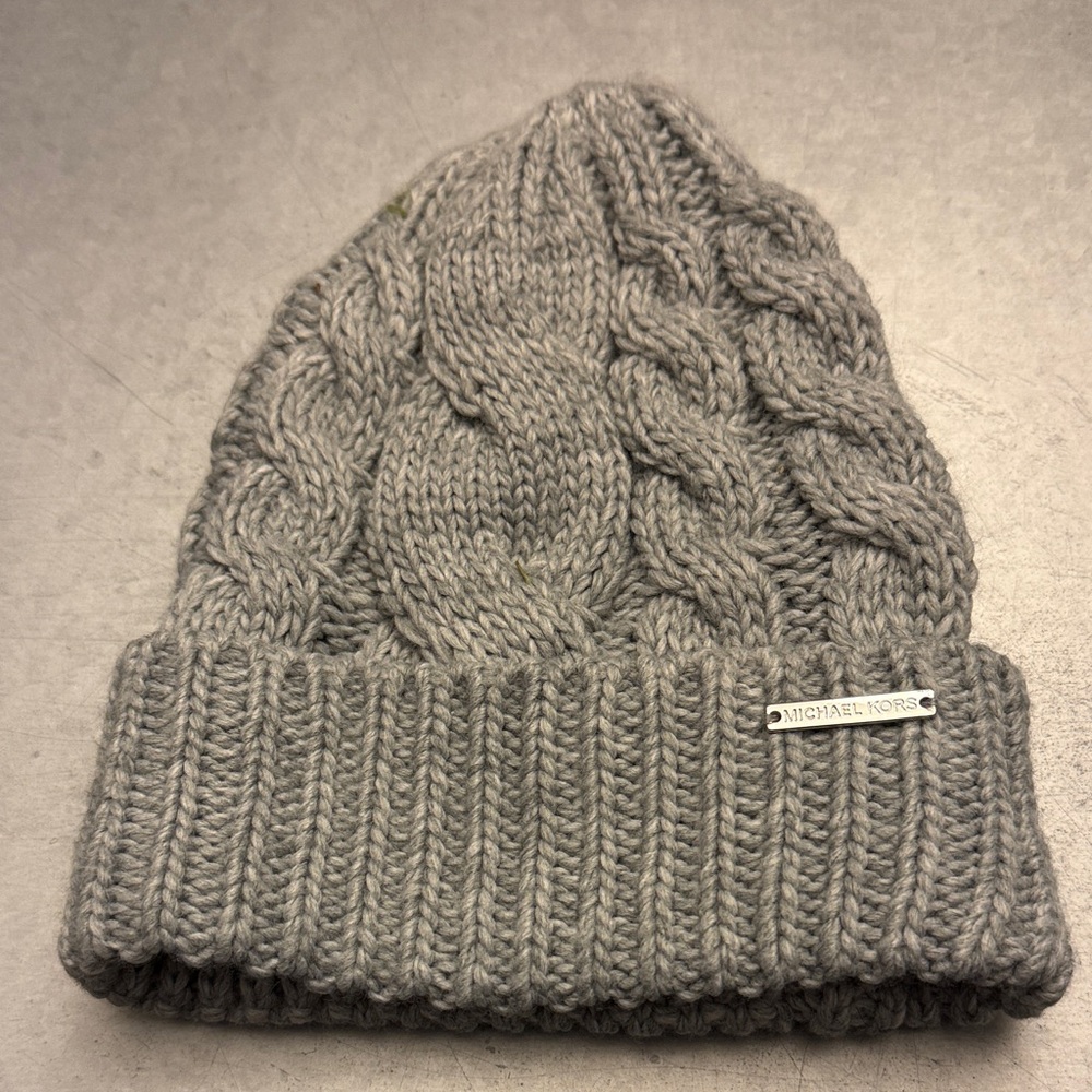 Michael Kors Heather Gray Cable Knit Hat